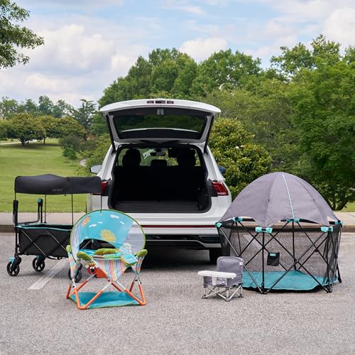 INGENUITY INGENUITY POP ‘N RIDE LIGHTWEIGHT STROLLER WAGON – FACE-TO-FACE SEATS FOR 2 WITH 3-POINT HARNESSES & SUN CANOPY