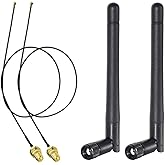 Bingfu M.2 WiFi Antenna 2.4GHz 5GHz 5.8GHz 3dBi MIMO RP-SMA Male (2-Pack) + 2 x 12 inch Ngff to Rp-SMA Cable for M.2 NGFF Int