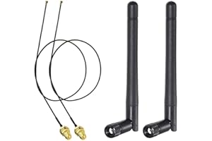 Bingfu M.2 WiFi Antenna 2.4GHz 5GHz 5.8GHz 3dBi MIMO RP-SMA Male (2-Pack) + 2 x 12 inch Ngff to Rp-SMA Cable for M.2 NGFF Int