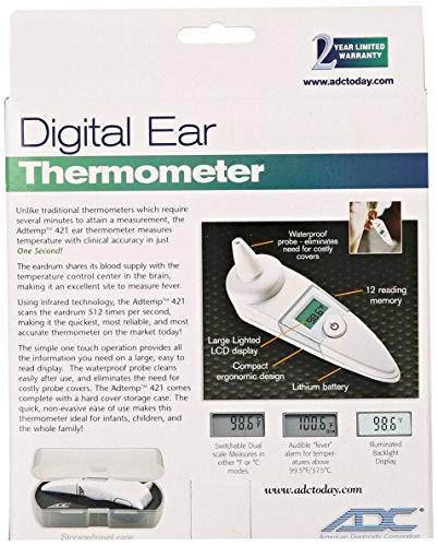 ADC Adtemp 421 Infrared Tympanic Ear Thermometer with Storage Case
