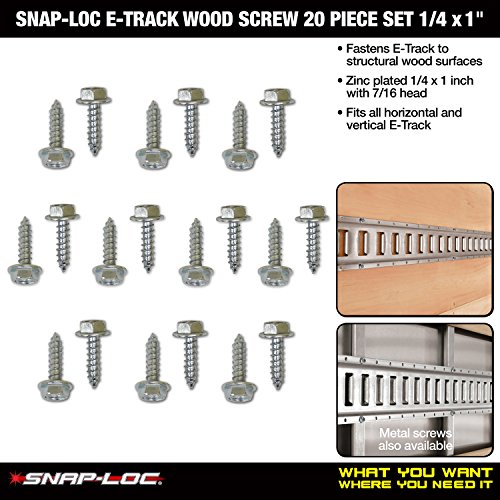 E-Track Wood Screw 20 Piece Fastener Set (1/4"x1" Washer Head Lag)