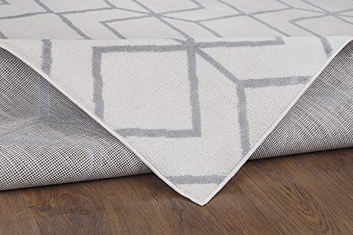 Antep Rugs Kashan King Collection Trellis Polypropylene Indoor Area Rug (Grey/Cream, 8' x 10') - Thumbnail 3
