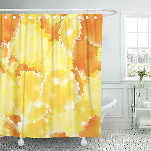 Emvency Shower Curtain Set Waterproof Adjustable Polyester Fabric Beautiful Yellow Watercolor Uncommon Abstract Pattern Expressive Messy Canvas 60 x 72 Inches Set with Hooks for Bathroom