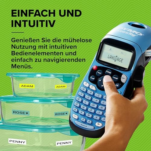 LetraTag LT-100H Beschriftungsgerät Handgerät | Tragbares Etikettiergerät mit ABC Tastatur | blau | Ideal fürs Büro oder zu Hause