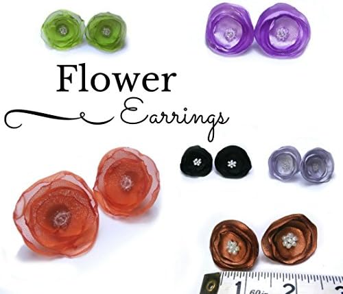 Small Fabric Flower Stud Earrings for Bride Bridesmaid Custom Weddings