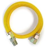 EZ-Fluid 36" S.S Corrugated Yellow Epoxy Coated 3/4"MIP x 3/4"FIP Gas Flexible Line,Natural Gas Connector Hose Supply Hose Fo
