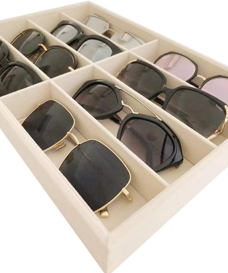 Large Beige Premium Quality Velvet Glasses Box Tray Stackable Practical Trade Show Home Use Jewelry Display Organizer: Home & Kitchen