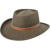 Bigalli Gambler Porkpie Hat Wool Felt Cowboy Fedora for Men Women Crushable Genuine Leather with Rivets | Outback