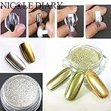 NICOLE DIARY 1g/box Mirror Powder Gold Silver Pigment Nail Glitter Nail Art Chrome (Silver)