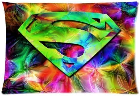 Ackershop Colorful Superman Metal Like S Shaped Logo DC Cartoon Superhero pattern pillowcase 20 X 30 inch Zippered Pillow Case two sides printing 2 Way Cloth (custom Personalized pillowcase)
