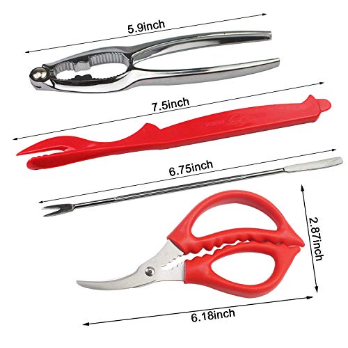 WeiMeet Seafood Tools Nutcrackers Set Crab Lobster Crackers Tools including 2 Crab Crackers 2 Lobster Shellers 2 Forks and 2 Seafood Scissors(8 Pack)