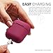 Domatti Protective Silicone Skin Cover Case for Apple Airpods Charging Dock Box – Soft Slim Fit Shockproof Non-Slip Grip Wrap with Keychain Tether Leash for Wireless Bluetooth Earphones (Red)