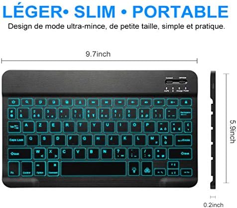 HOTLIFE Clavier Français Bluetooth sans Fil, Clavier Rétroéclairé [AZERTY français] Wireless Bluetooth Ultra Fin avec Batterie Rechargeable, Systèmes iOS, Longue Durée de Veille Léger et Portable