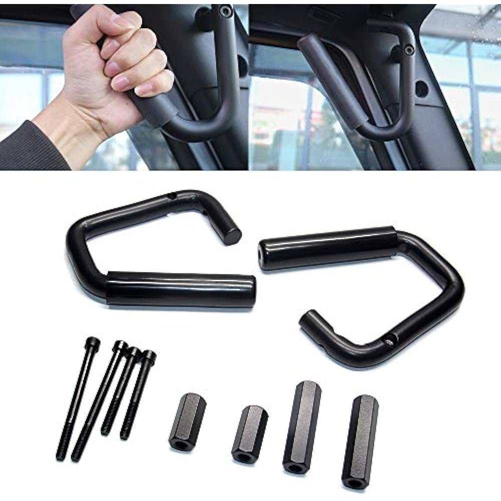 JK Grab Handles 1 Pair Black Hard Mount Car Front Bar Jeep Wrangler JKU
