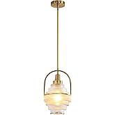 YHANFENGCY Modern Concentric Glass Chandeliers, Straight Tube Country Farmhouse-Style Chandeliers, Industrial-Style Vintage G