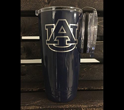 Kodiak Coolers Auburn Tigers 20 oz NCAA Engraved Vacuum Insulated Tumbler Two Lids - Stainless Steel Double Wall - Thermal Coffee Travel Cup Rambler Mug - Compare to Yeti &amp; Rtic - Hold Ice 24 Hours