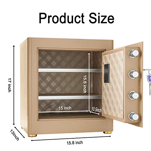 image for Digital Security Safe Box for Home Office Double Safety Key Lock and P