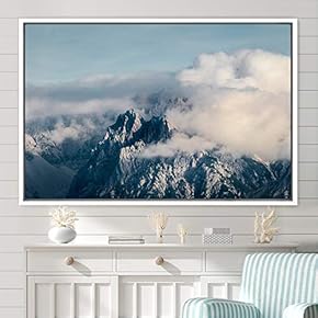 signwin Framed Canvas Wall Art Foggy Mountains Aerial...
