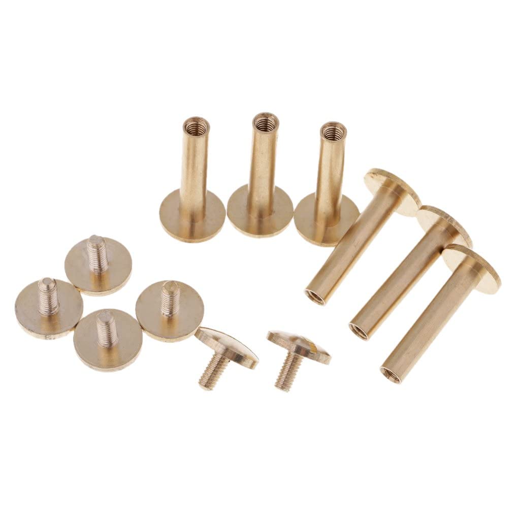zalati Brass Rivets Solid Double Cap Tubular Screws Studs Nail for DIY Leather Craft/Clothes/Shoes/Bags/Belts Repair Decoration