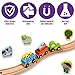 Wooden Train Tracks Set Toys for Boys and Girls 3 Years Old & Up 41 PCS Train Set Toy for Kids - 3 Magnetic Trains, 21 Wood Tracks, 1 Bridge, With Animals - Best Gift For Toddlers