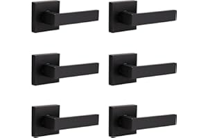 home improvement direct No Lock Dummy Door Lever, Single Sided Door Handle Without Lock for Interior Use, Non-Turning Matte Black Suqare Heavy Duty Lever Set 6 Pack