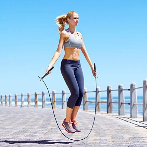 Faminess Springseil Speed Rope Stahl Seil ideal Für Fitness Ausdauer & Abnehmen Crossfit HIIT Intervalltraining & Double Unders