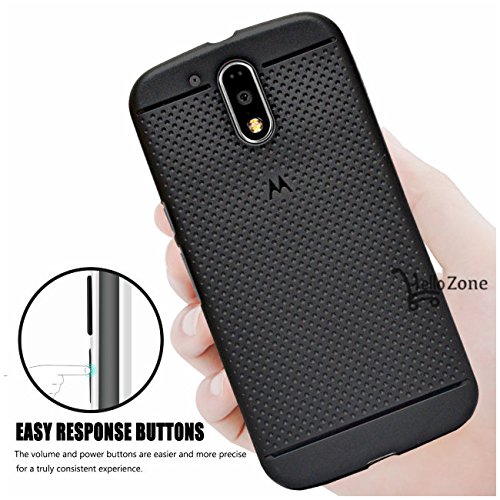 Hello Zone Exclusive Dotted Matte Finish Soft Back Case Cover for Moto G Plus, 4th Gen-Black