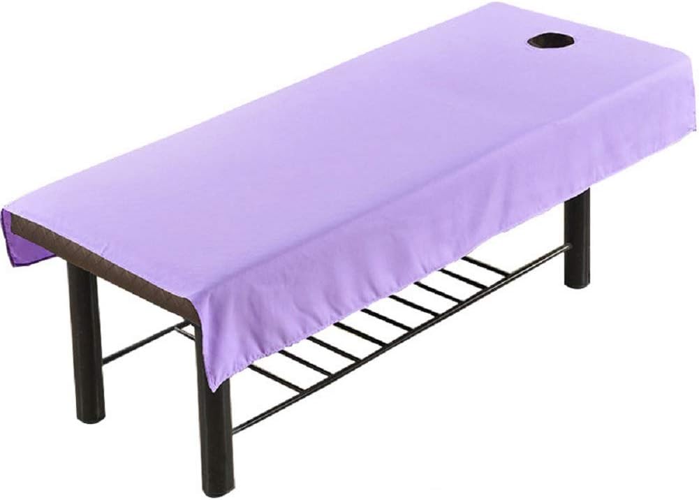 80cmx190cm Waterproof Oilproof Bed Sheets SPA Massage Treatment Soft Bed Table Cover Solid Color with Hole for Beauty Salon,Hotel (purple)