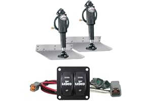 LENCO MARINE 12" X 12" Standard Trim Tab Kit - Double Rocker Switch - Stainless Steel Blades - Manual Operation - Metallic