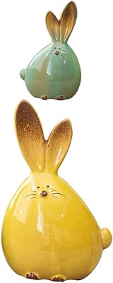 TOYANDONA 2pcs Easter Bunny Ceramic Figurines Car Interior Table Decor view 1