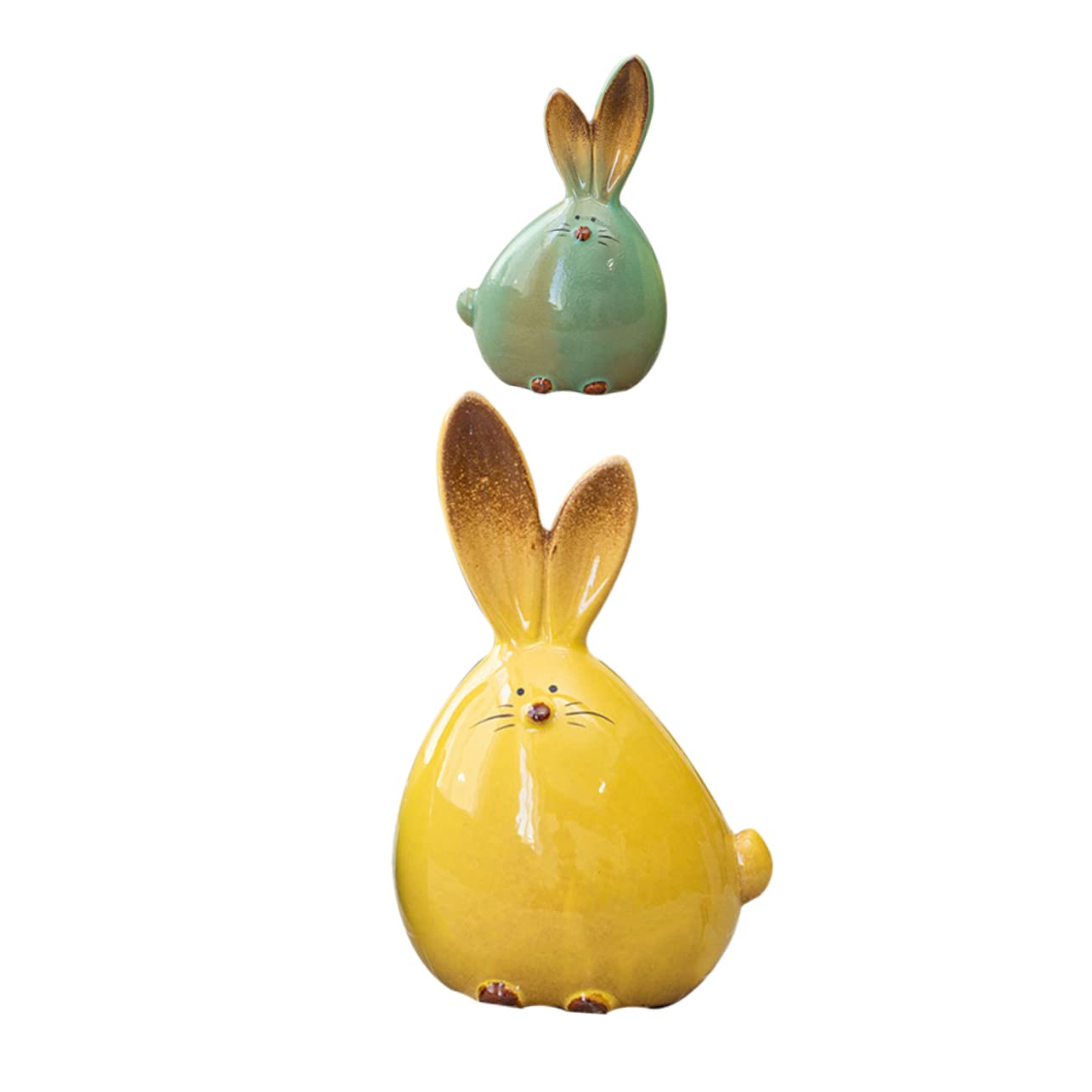 TOYANDONA 2pcs Easter Bunny Rabbit Figurines Ceramic Rabbit Statues Car Interior Figures for Easter Party Table Decoration