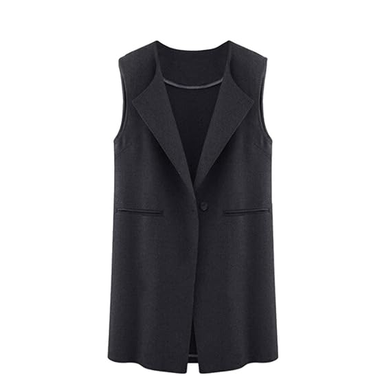 Sonnena Damen Ärmellos Cardigan Jacke Lang Mantel Gilets Weste, Coat Cardigan XXXL schwarz