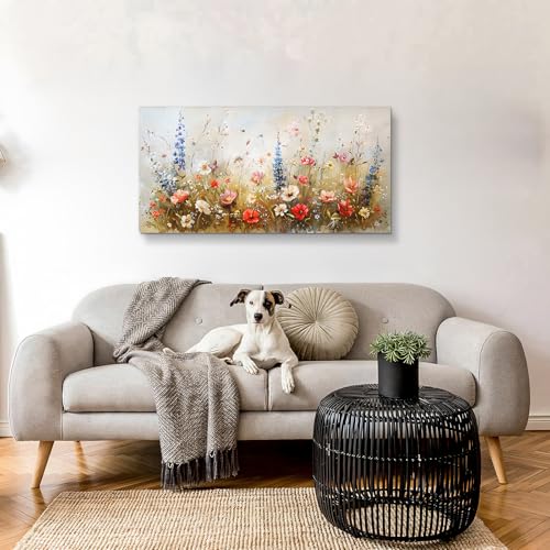 Hyidecorart Colourful Flowers Pictures Decoration Living Room Modern 59 x 119 cm | Exquisite Art, HD Print, Easy to Hang, Large Format, Versatile Wall Decor, Gift, Quick Assembly
