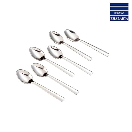 Bhalaria Sleek Coffee Spoon Set,11.20 cm Set of 12, Silver