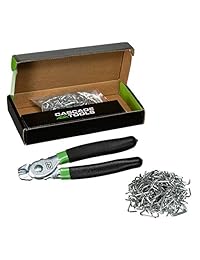 Juego de alicates de aro (200 unidades de anillos de acero galvanizado incluidos) perfecto para tapicería de muebles, tapicería automática, carcasas de carne y salchichas, y mucho más.