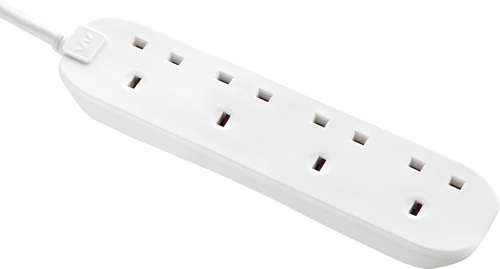 Masterplug Four Socket Extension Lead 1m White 13A 4-Way BS1363-2