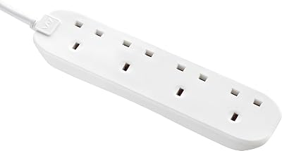 Masterplug Four Socket Extension Lead 1m White 13A 4-Way BS1363-2