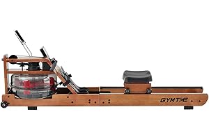 GYMTIME Water Rowing Machine for Home Use, Classic Solid Wood Rower Machine with Bluetooth Monitor for Whole Body Exercise Cardio Training Indoor Gym Sports Training Equipment