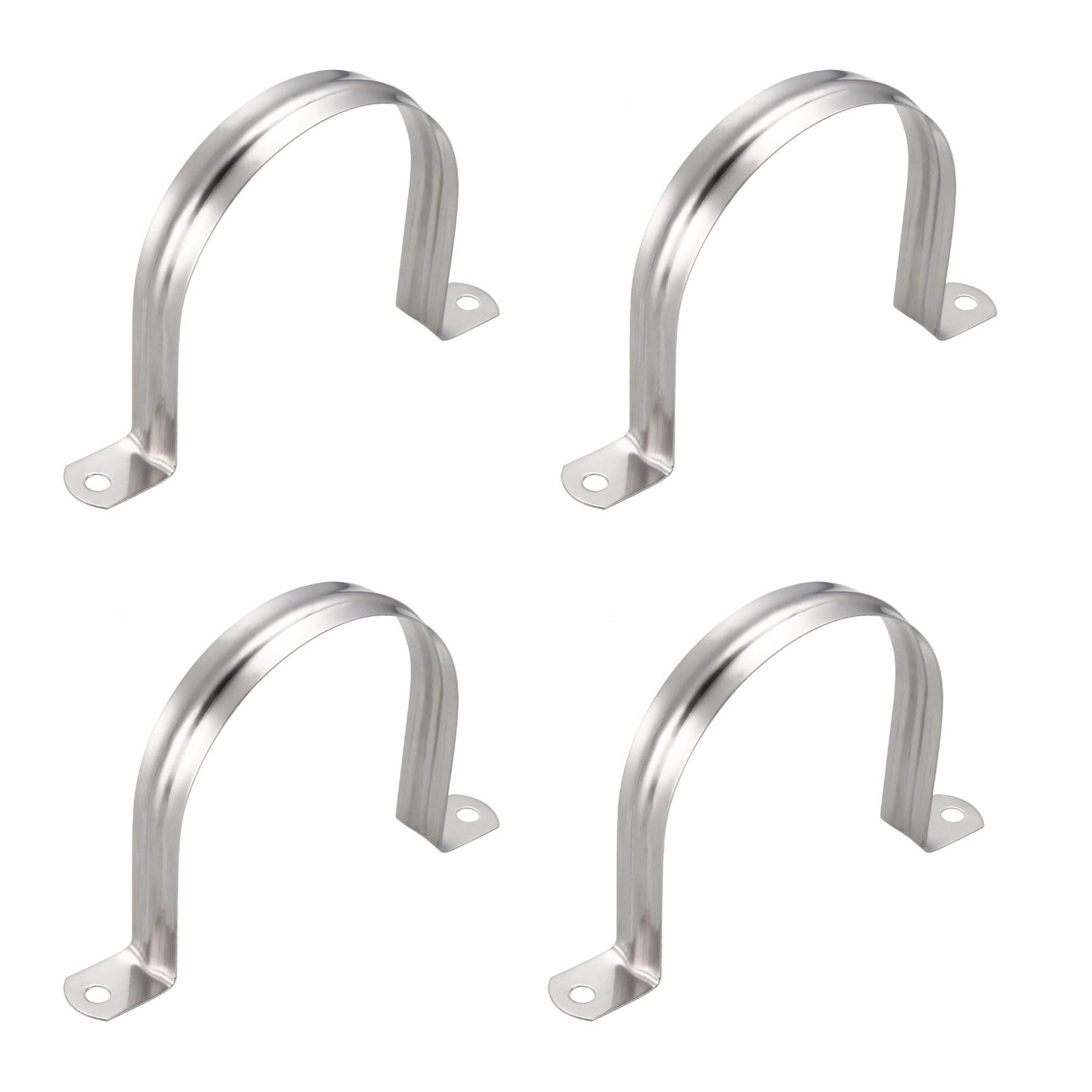 TOP-VIGOR 4Pcs M100 Rigid Pipe Strap, 2 Holes 304 Stainless Steel Tension Tube Clip Clamp for Fixing Tube Pipe Wire