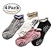 iEase Iease Non-Slip Yoga Pilates Barre Sports Cotton Socks For Women, 4 Pairs