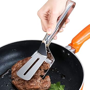 Steak Clamps Pizza Clip Fish Gripper -304 Stainless Steel Handy Flipper-Flipping Burgers, Eggs, Steakand Pancakes Food Tongs Spatula Tongs