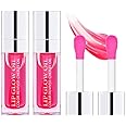 Sokgo Hydrating Lip Glow Oil, Plumping Lip Gloss, Moisturizing Lip Oil Gloss, Transparent Moisturizing Lip Balm, Natural Lip Plumper, Lip Plumper Gloss Make Lips Fuller and Moisturizing (2pcs Cherry)