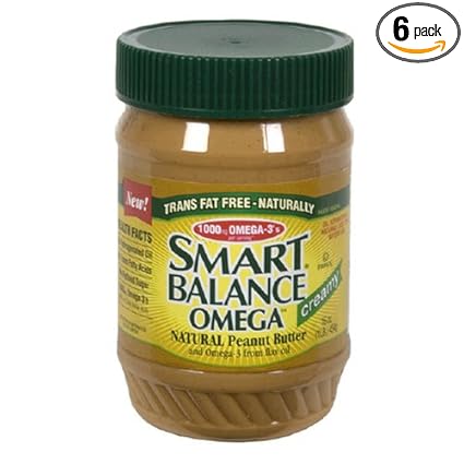 Amazon Com Smart Balance Omega Natural Peanut Butter Creamy 16 Ounce Jar Pack Of 6 Smart Choice Peanut Butter Grocery Gourmet Food