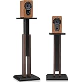 Wood Speaker Stands Pair 25-34 Inch Height Adjustable (63-84CM), Universal Desktop Floor Bookshelf Speaker Stands Studio Monitor Stands, Enhanced Audio Listening Experience for Home Theater