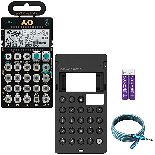 Teenage Engineering PO-35 Pocket Operator Speak Vocal Sampler/Sequencer Bundle with CA-X Silicone Case, Blucoil 3-Pack of 7" Audio Aux Cables, and 2 AAA Batteries