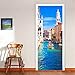Fymural Door Wall Mural Wallpaper Stickers 30.3x78.7 Venice Canal Vinyl Removable 3D Decals