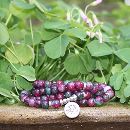 GVUSMIL 108 Mala Beads Wrap Bracelets Charm Natural Gemstone Colorful Mala Bead Bracelet