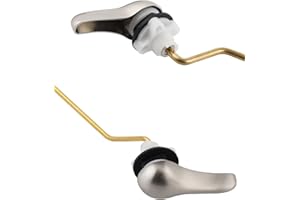 ANJOES Metal Side Mount Toilet Handle - Universal Fit Toilet Flusher Lever Replacement Compatible with American Standard/Mansifield, with Flapper Chain, Brushed Nickel