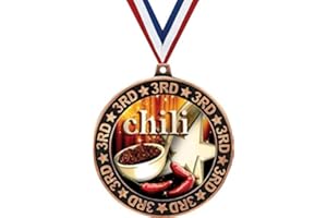 CROWN AWARDS Chili Pot 3rd Place Perimeter Medal Bronze, 2.75" Chili Cook Off Prizes, Kids Cooking Trophy Medal Awards
