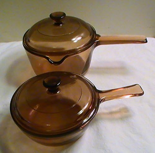 Corning Vision Amber Saucepans-0.5 Qt and 1 Qt with Pour Spout W/lids - Set of 2